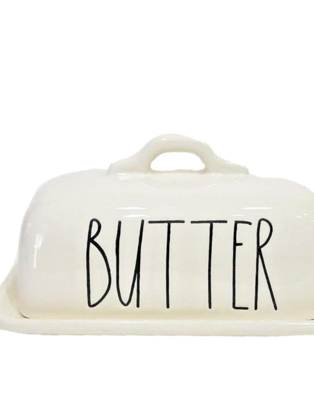 Rae Dunn Pottery Butter Dish White Glazed Farmhouse Cottage Ceramic